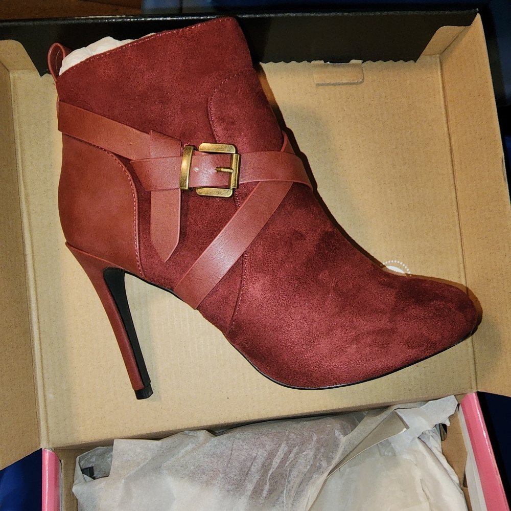 Charlotte Russe red velvet booties